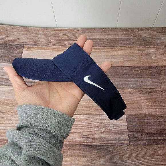 Nike Dri-FIT PACELINE Ace Visor M/L Blue White Swoosh Adjustable Performance Hat - Picture 2 of 9